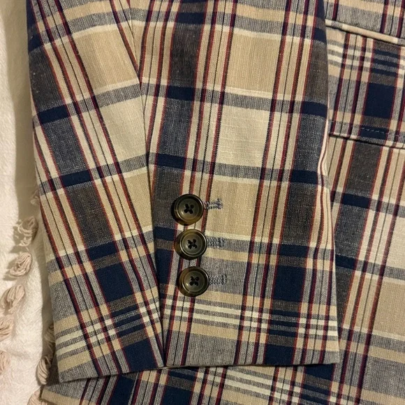 Brooks Brothers Blue and Tan Plaid Blazer - Picture 5 of 6